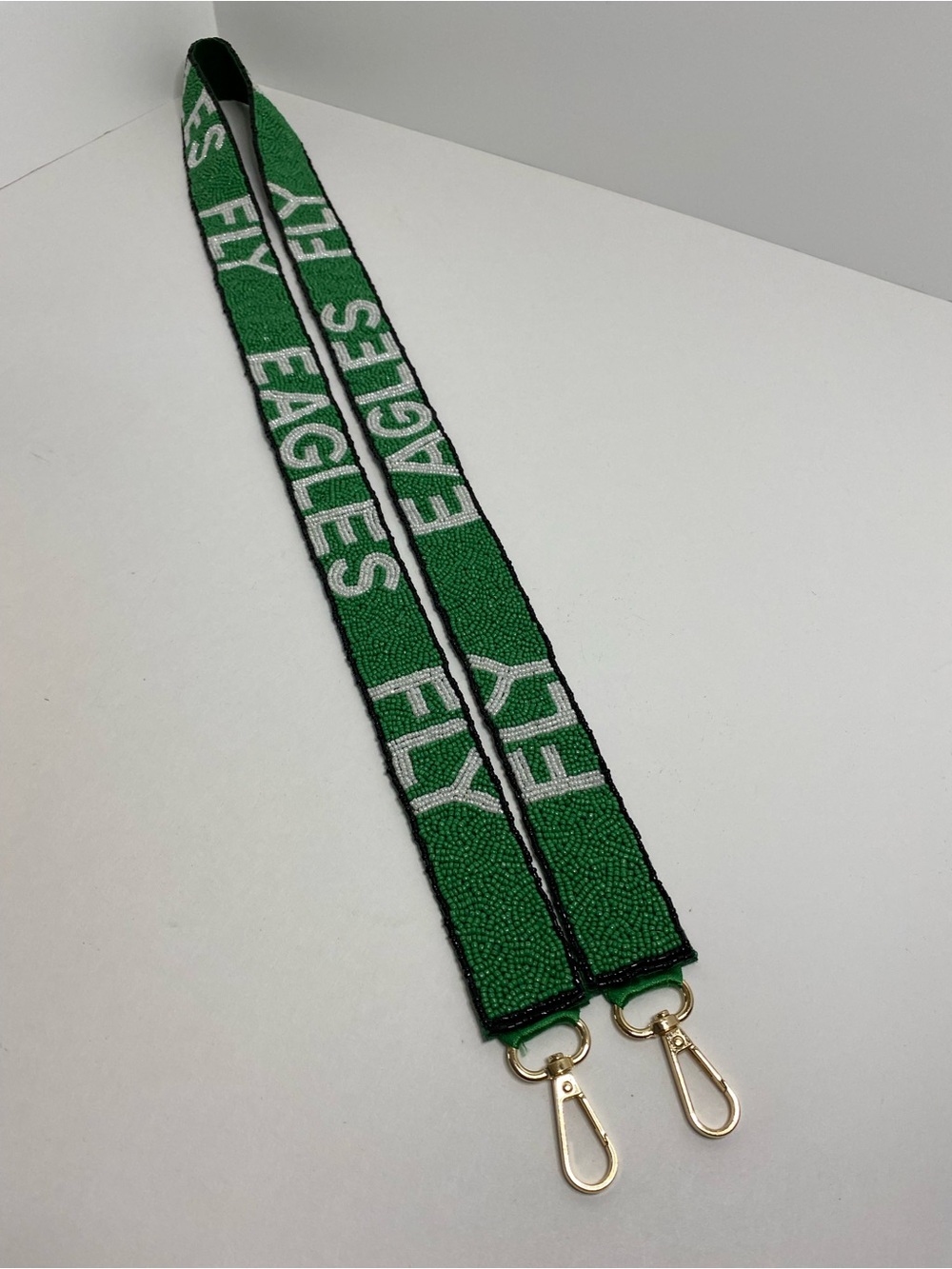 Philadelphia Eagles Lanyard Fly Eagles Fly Logo Beaded Kelly Green With Clips